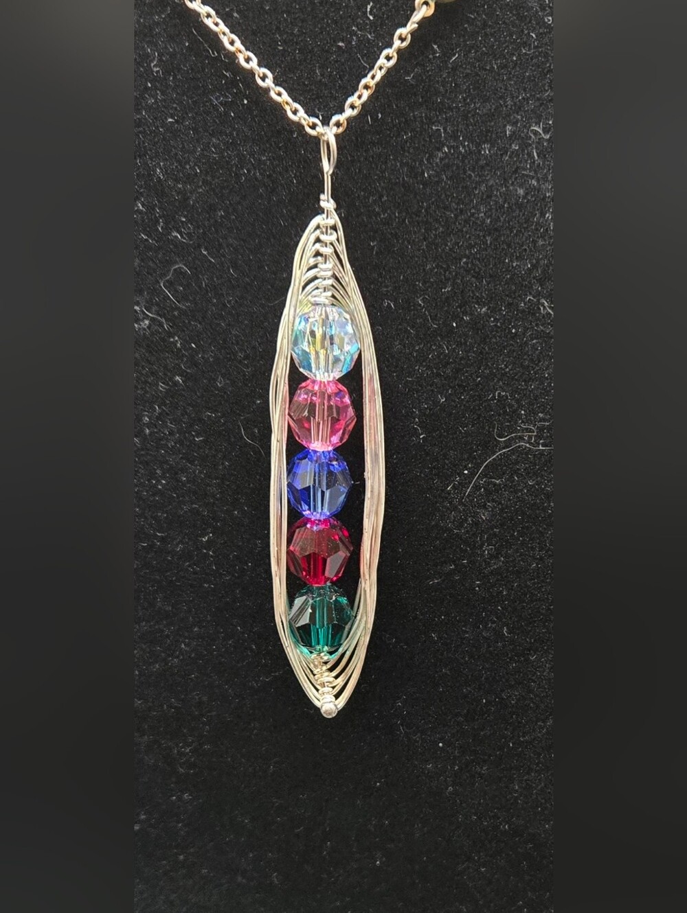 Artisan Wire-Wrapped Crystal Necklace Handmade Multicolor